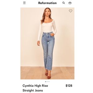 Reformation Cynthia high rise jean, size 25